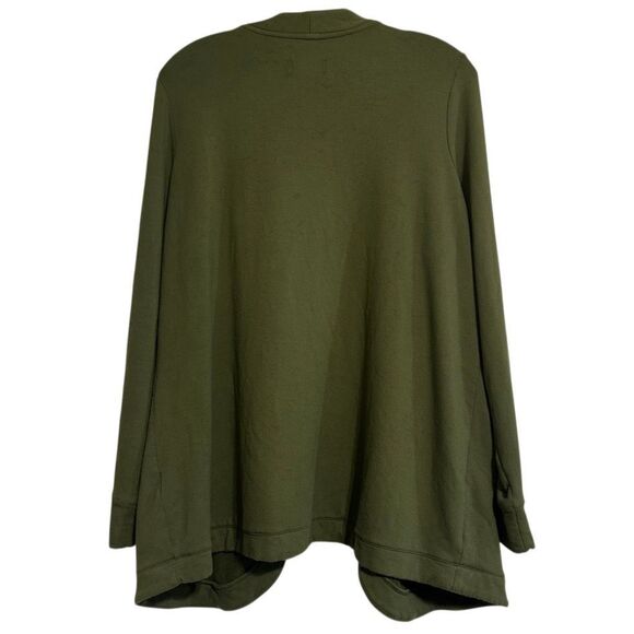 D & Co. Active Cardigan Women's 1X Deep Green Brushed Back Jersey Open Front - Picture 10 of 14